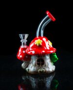 cute mushroom bong frog house with curved neck that acts as natural splashguard