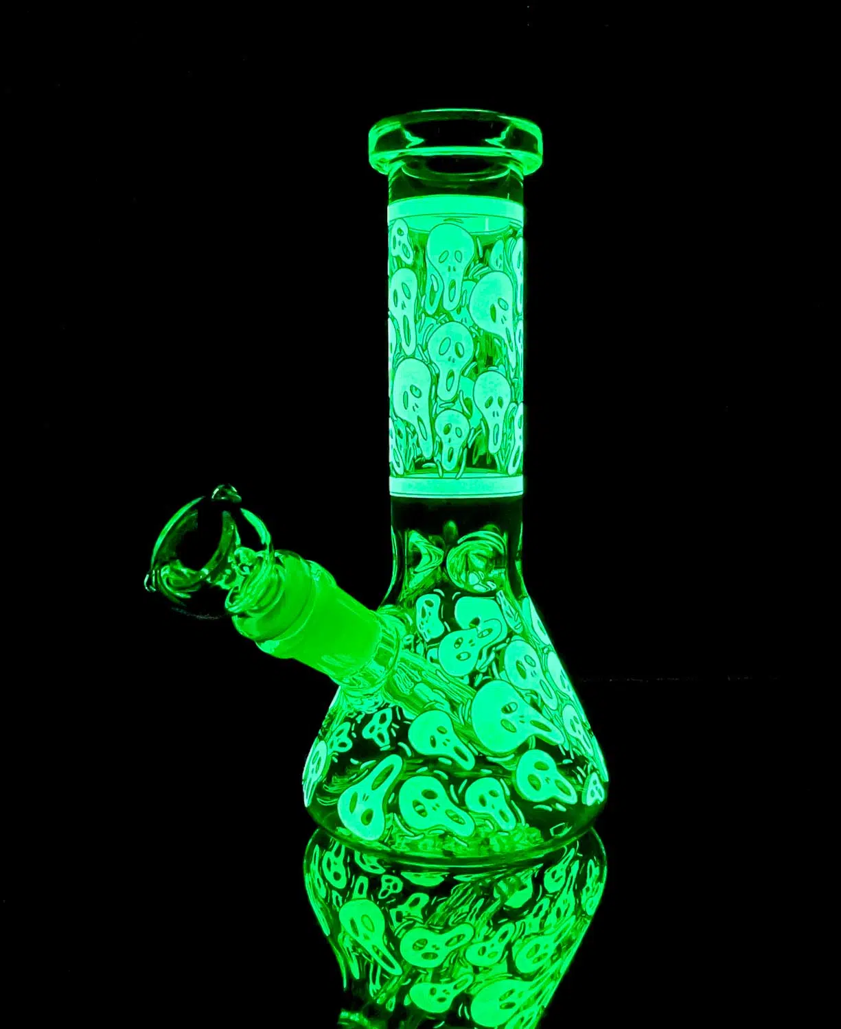 ghost face bong glowing in the dark