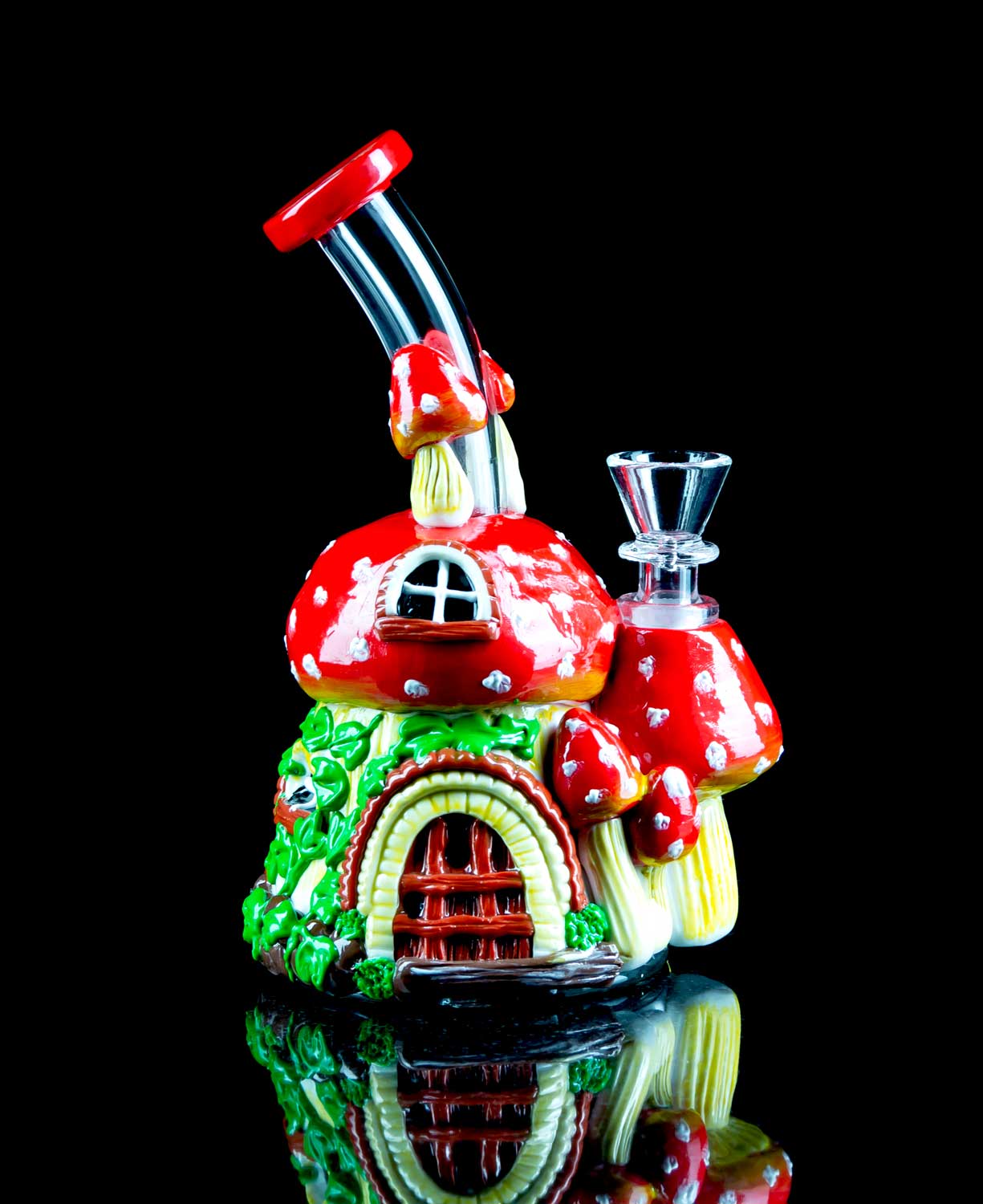 glass mushroom bong with cottage design