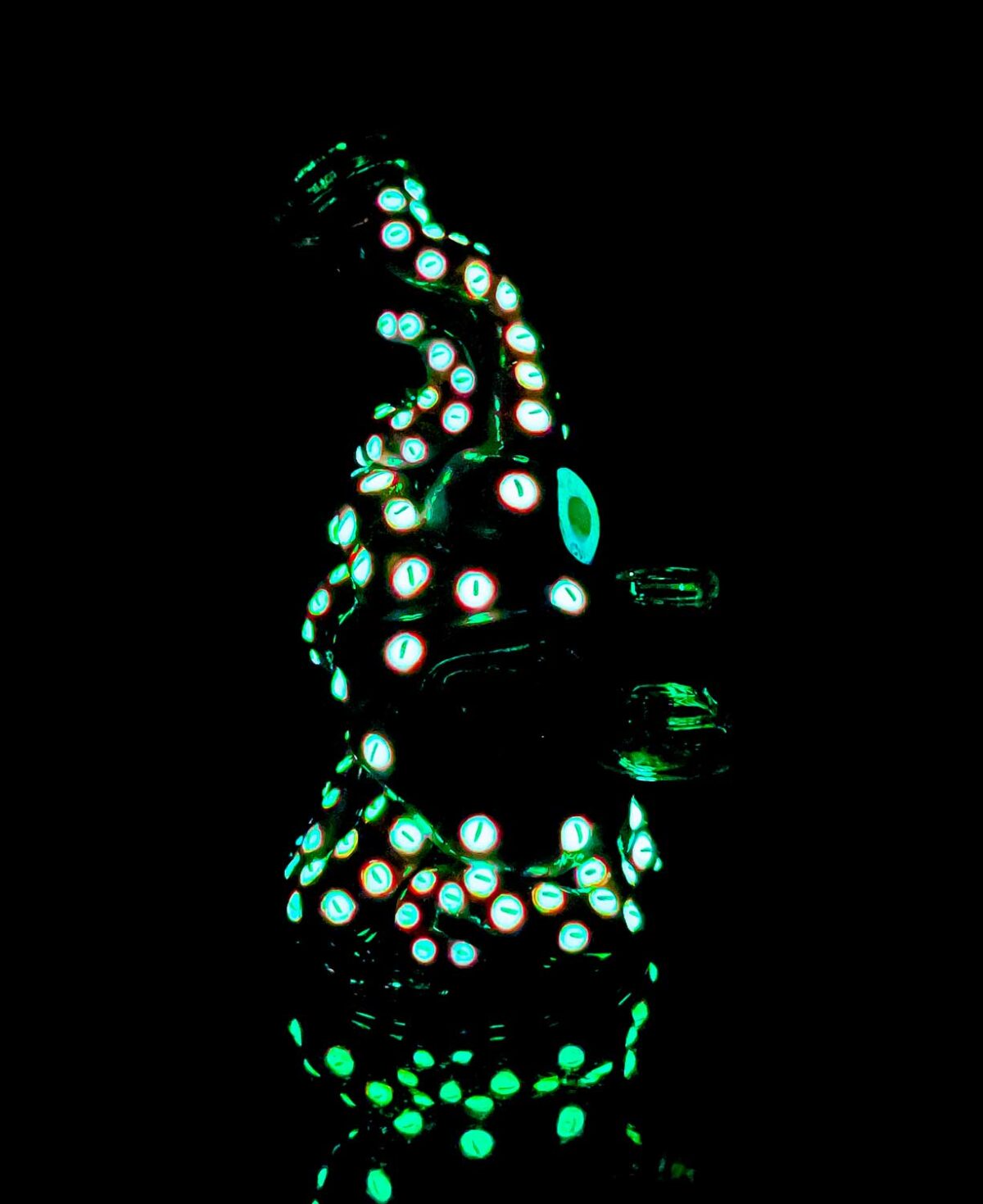 glow in the dark bong monster with textured hand painted design