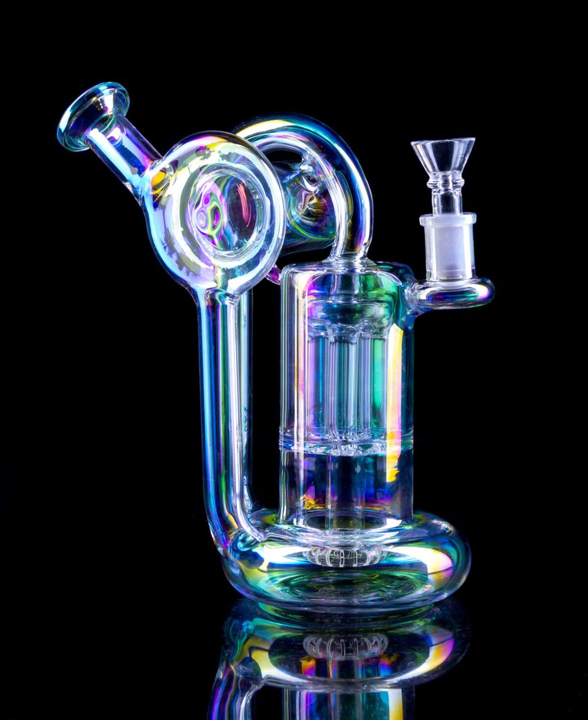 holographic recycler bong with showerhead percolator