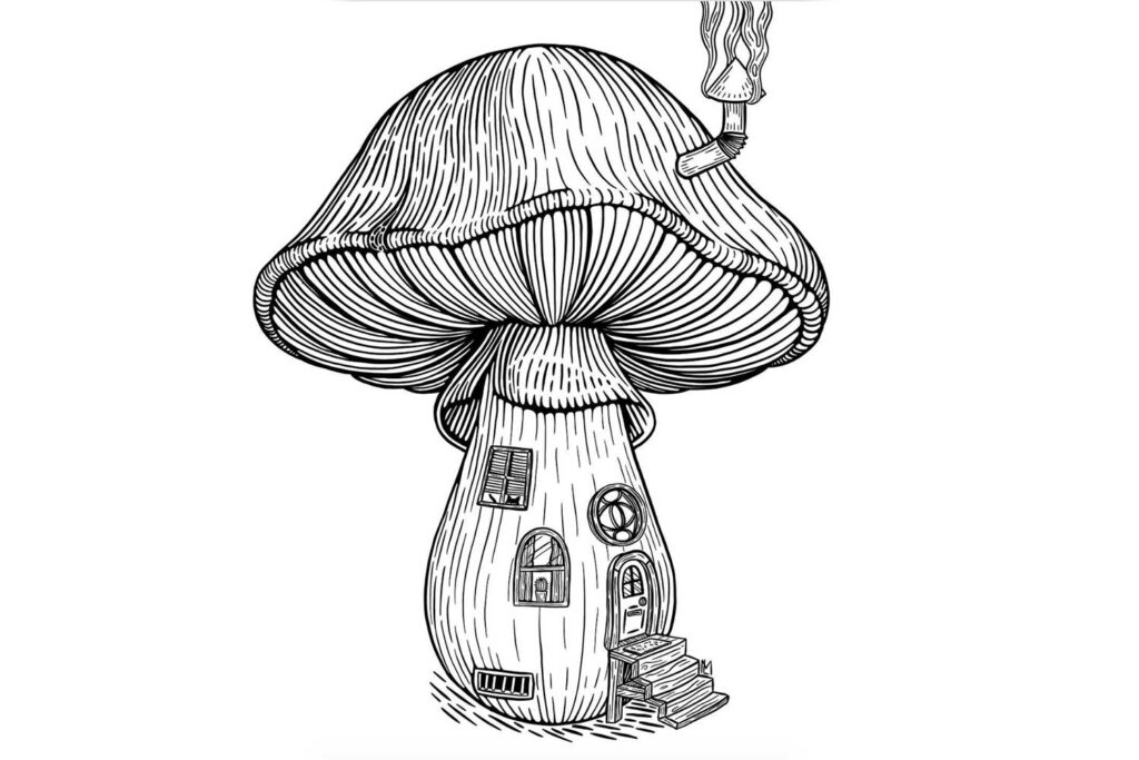 mushroom house drawing