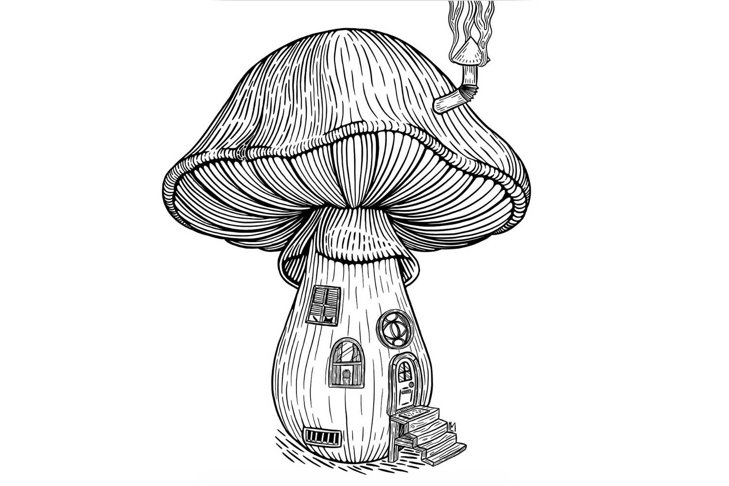 mushroom house drawing