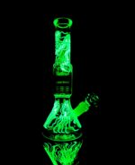 glow in the dark bong with hand painted jellyfish design