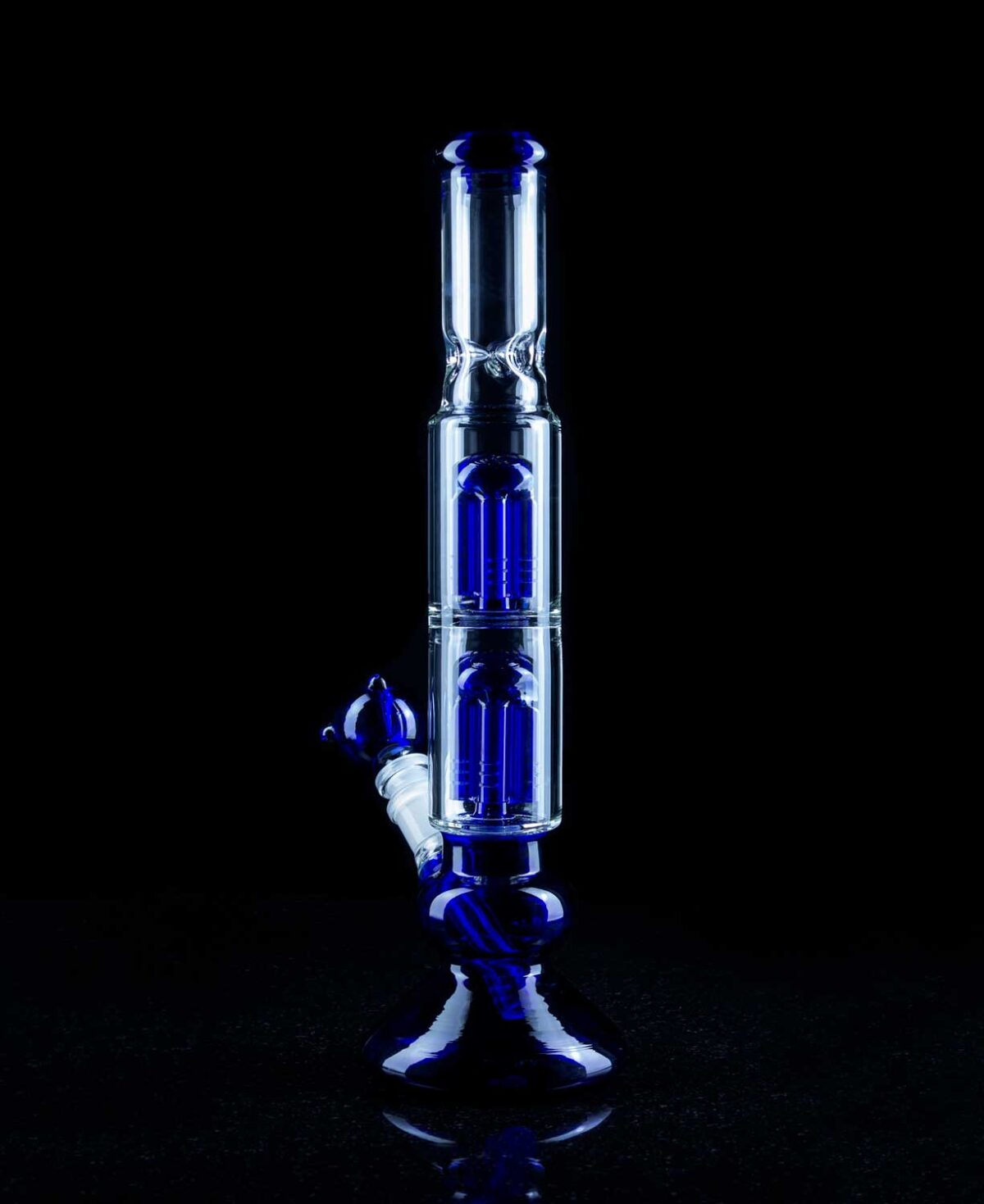 blue bong with double jellyfish percolator
