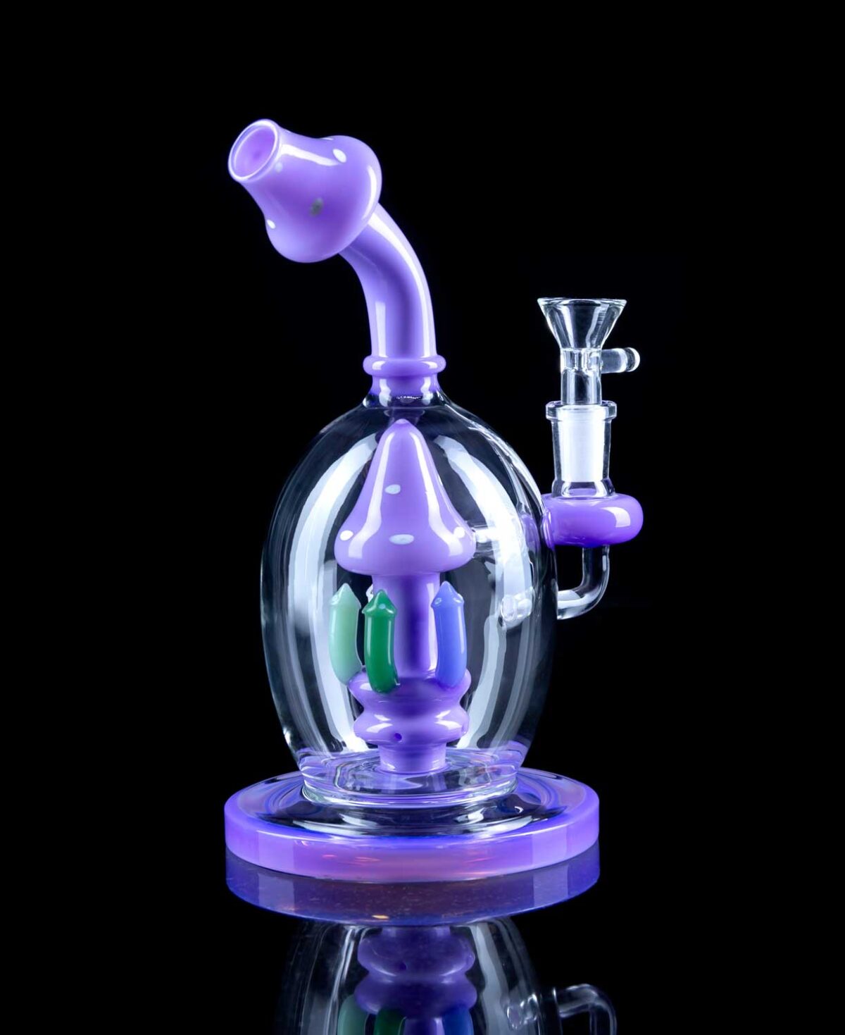 purple bong shaped like a mushroom