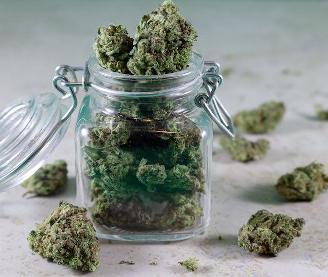 ounce of weed in a jar