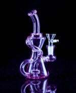 purple bong with two recycler arms