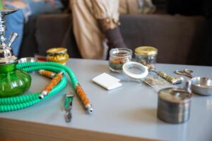 hookah and weed on table