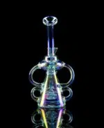 iridescent recycler bong with flared mouthpiece