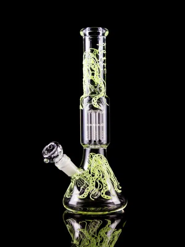 jellyfish bong with hand painted glow in the dark jellyfish