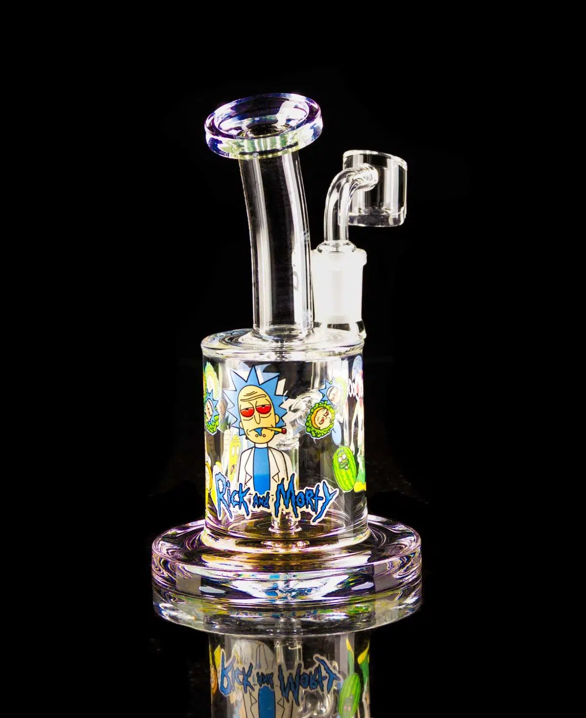 rick and morty bong with design of rick smoking a joint