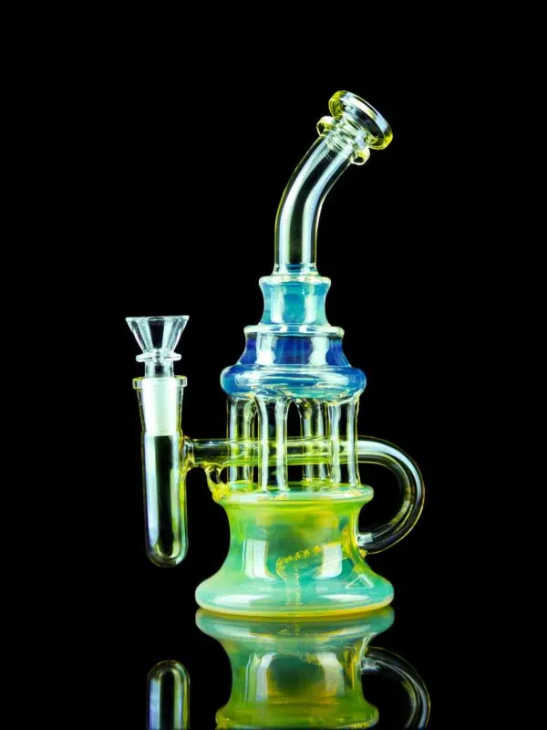 yellow bong with recycler arms