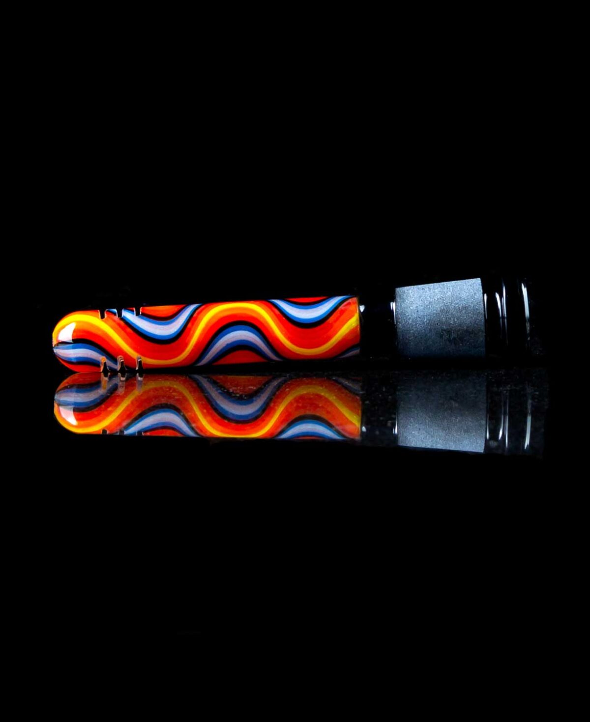colored downstem with red swirl pattern