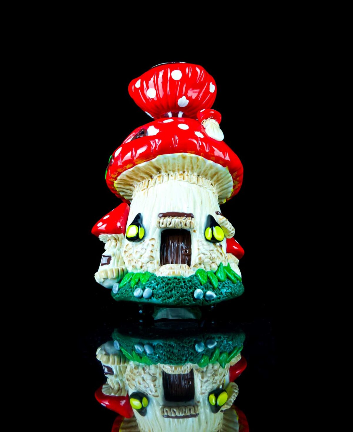 mushroom bubbler house made from hand painted clay