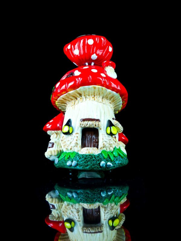 mushroom bubbler house made from hand painted clay