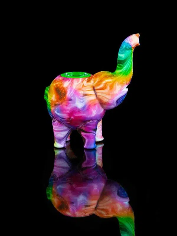 pink elephant pipe with paint pattern