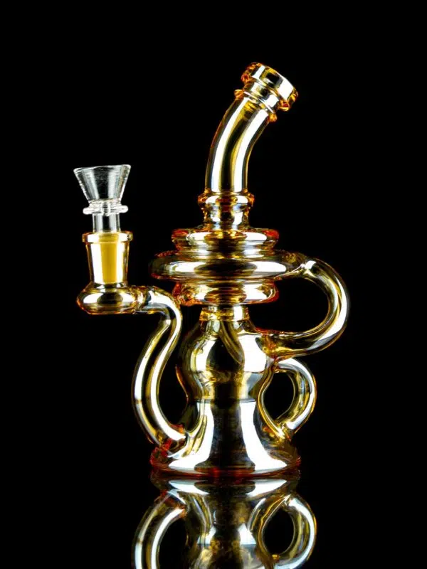 iridescent recycler bong with three arms