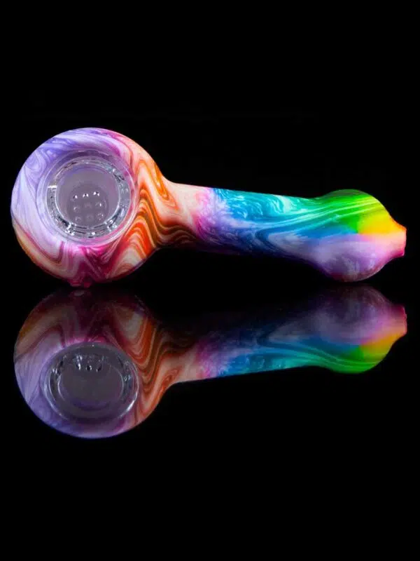 silicone pipe with glass bowl in colorful paint print