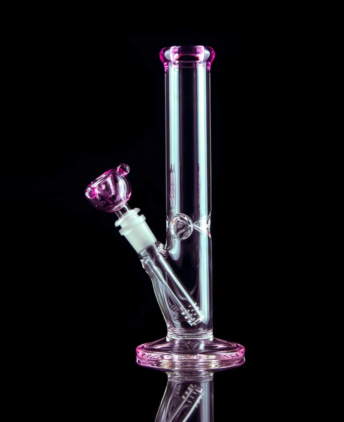 straight tube bong with pink bowl