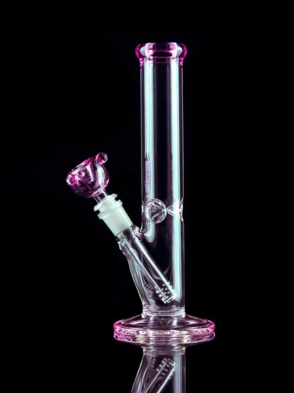 straight tube bong with pink bowl