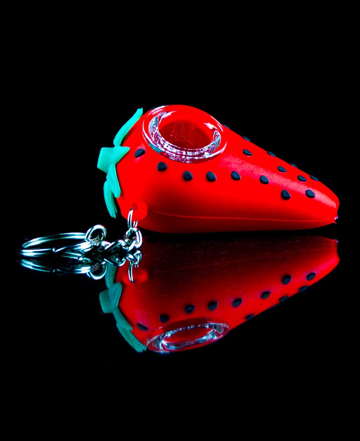 strawberry keychain pipe with removable glass bowl