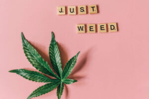 Scrabble tiles spelling Weed