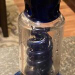 blue bong with silver fuming
