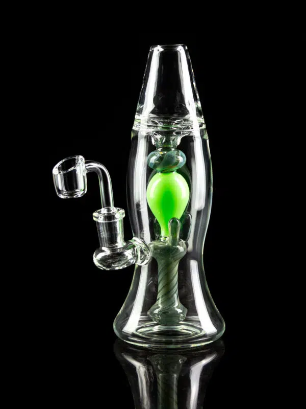 lava lamp dab rig with thick quartz banger
