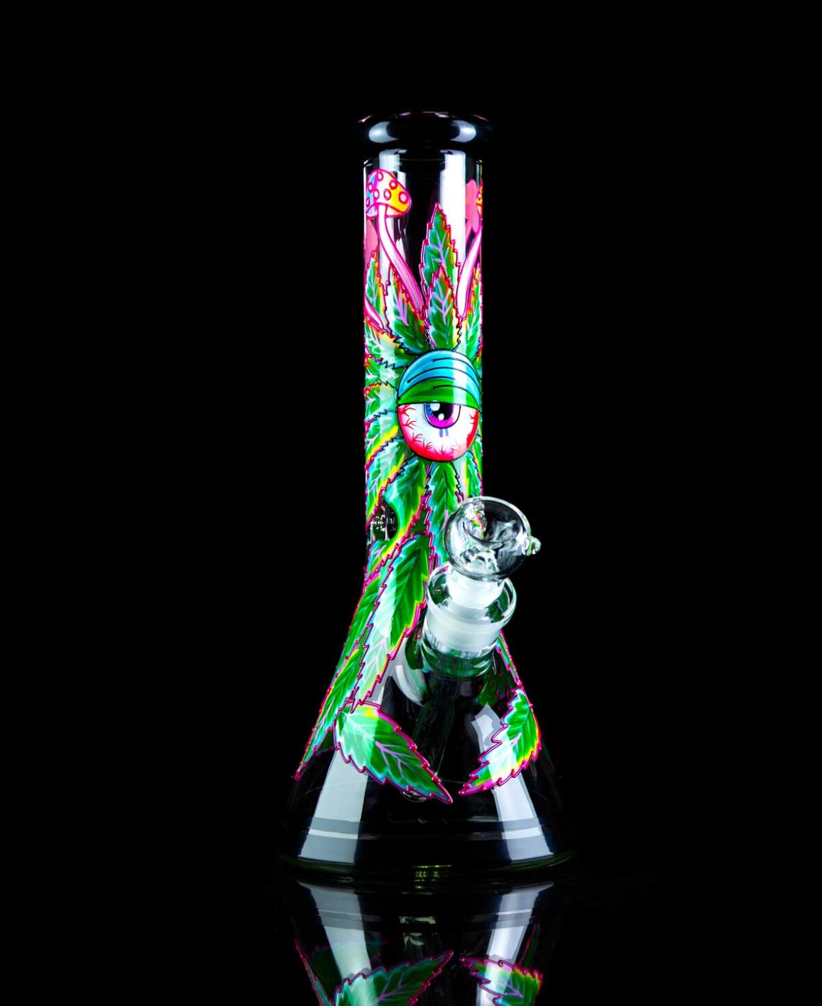 weed leaf bong with hand painted design