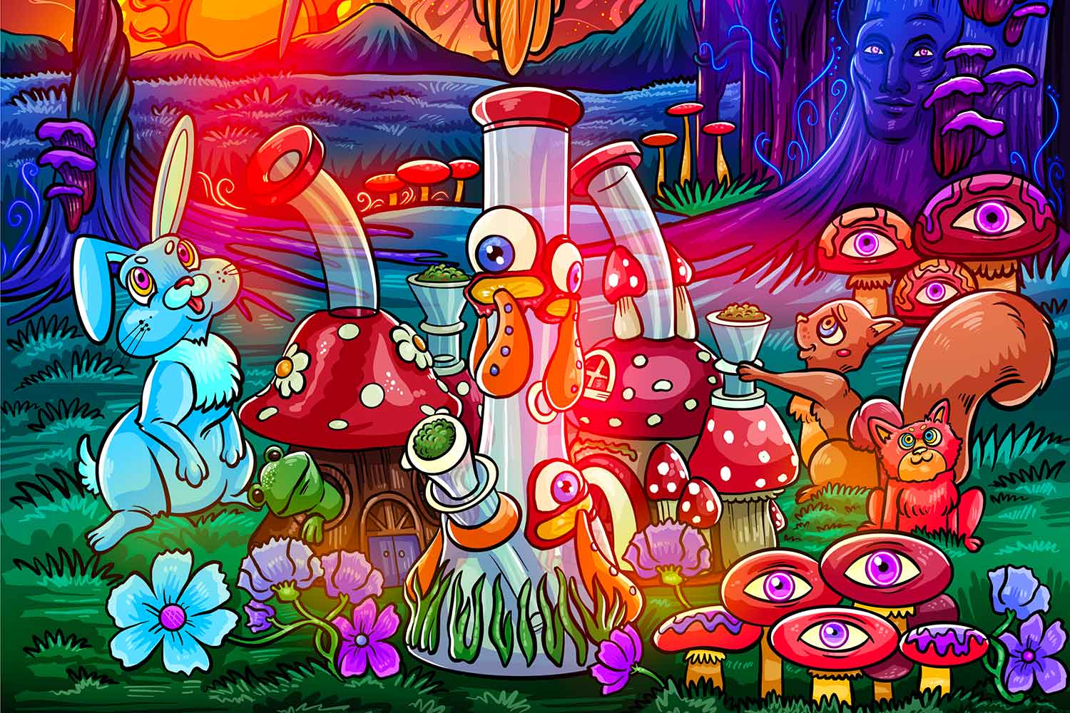 bong drawing forest