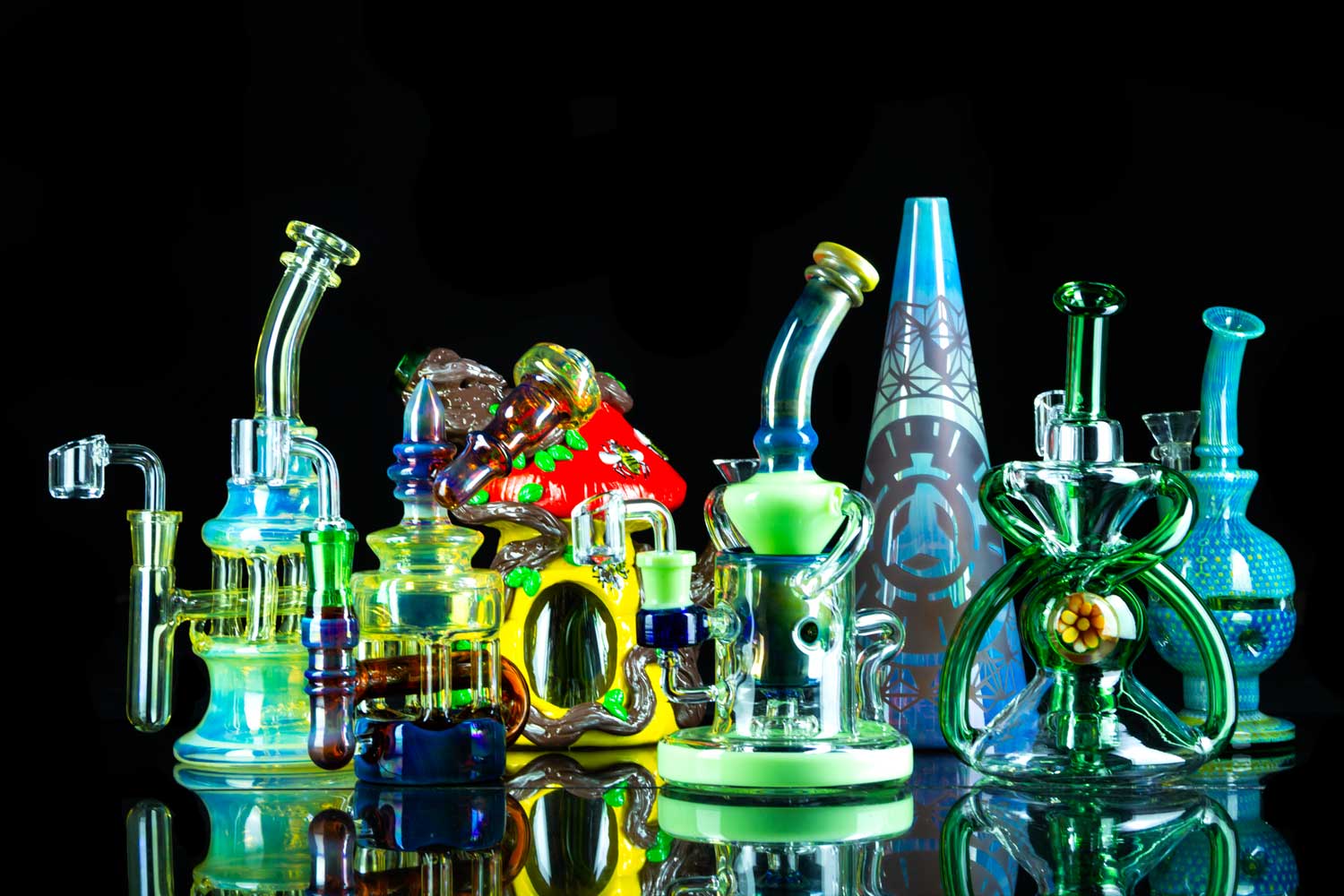 Heady glass for sale on black table