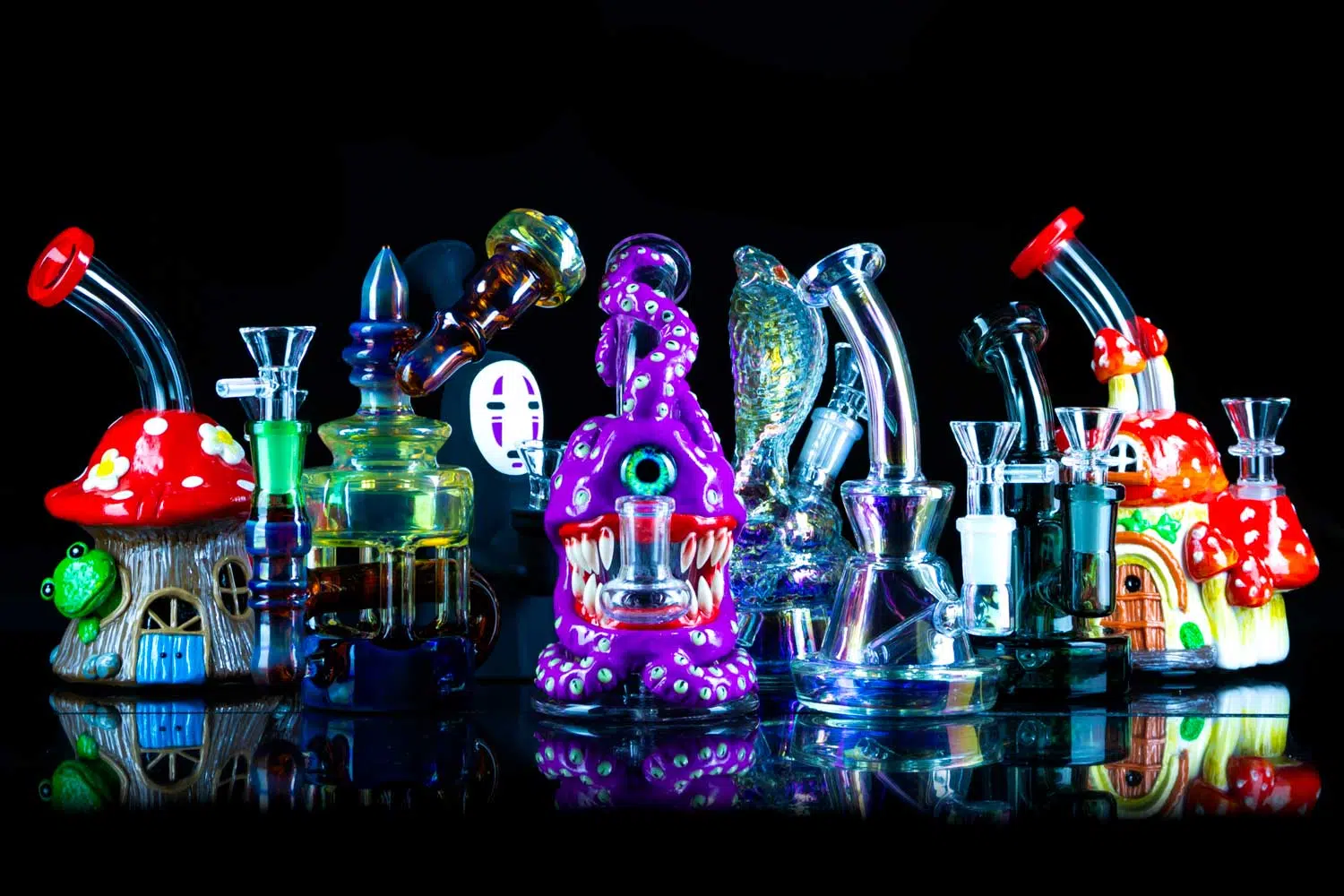 mini bongs for sale on black table