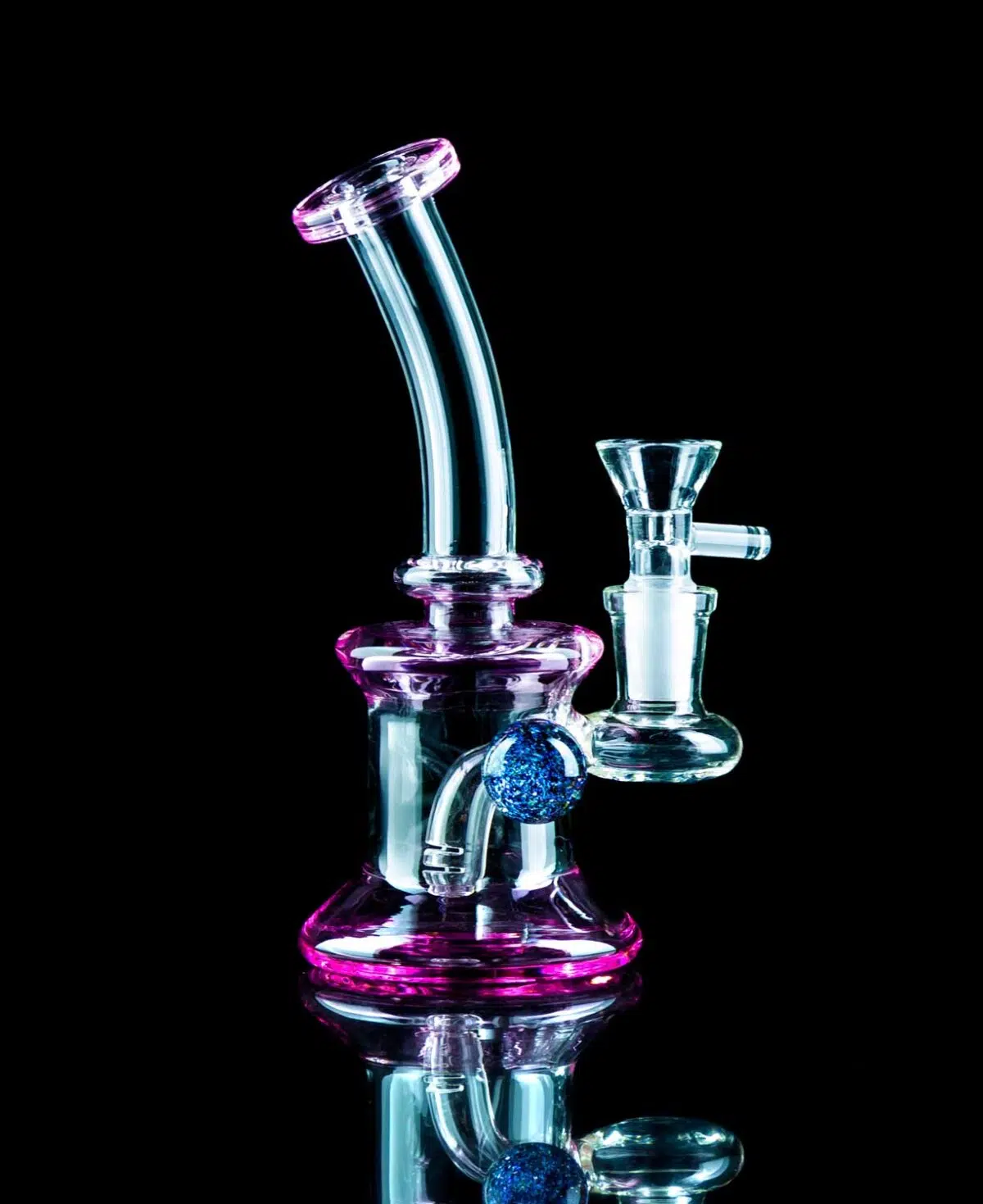 pink mini bong with marble and funnel bowl