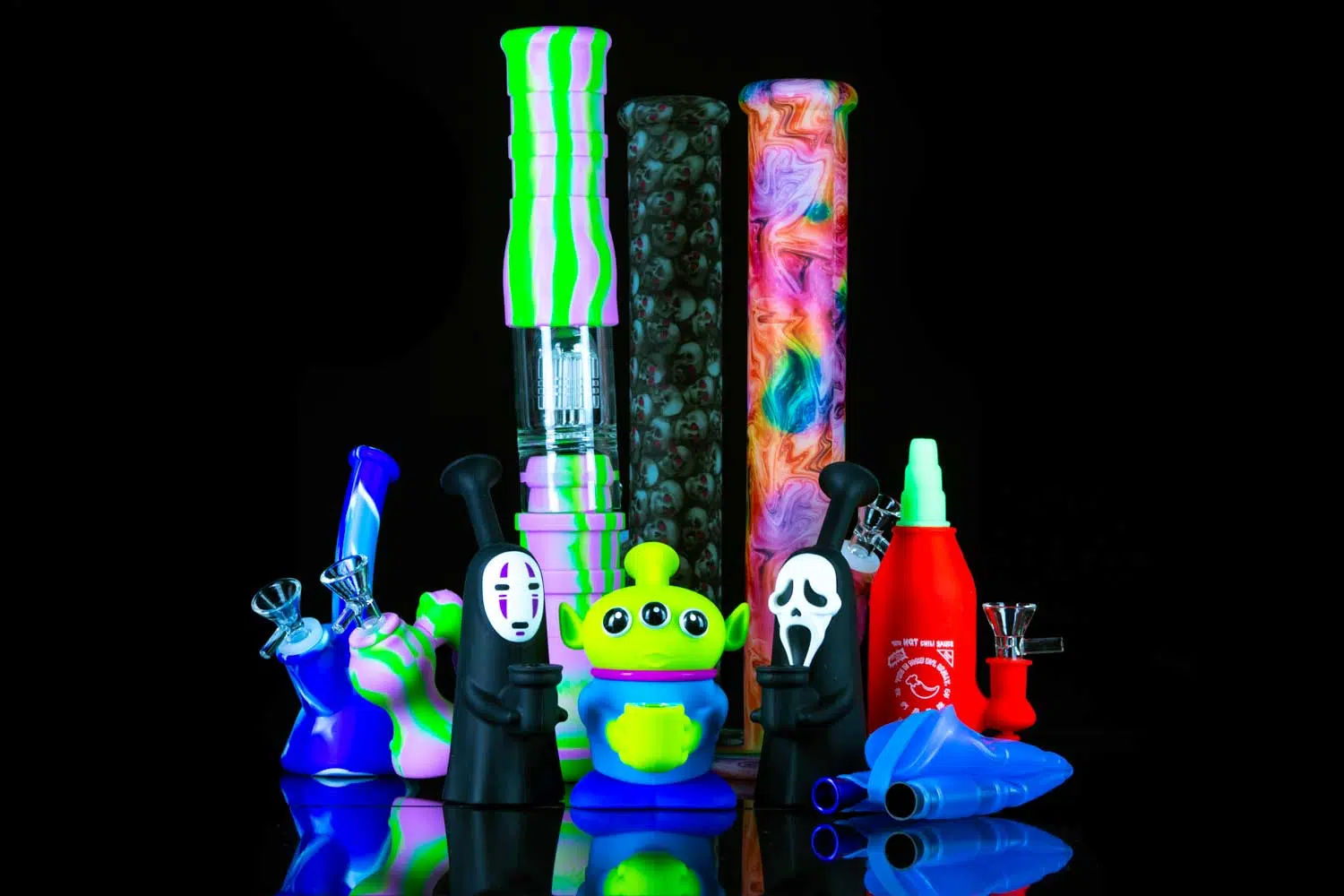 silicone bongs for sale on black table