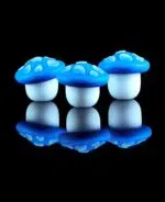 silicone dab containers shaped like mushrooms with blue glowing cap
