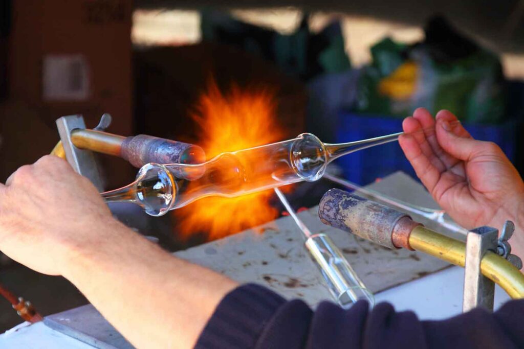 glassblowing on table