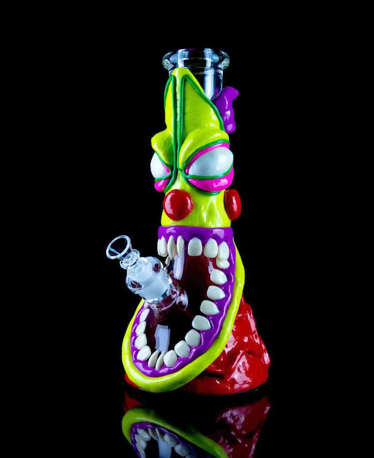 clown bongs made from hand painted clay