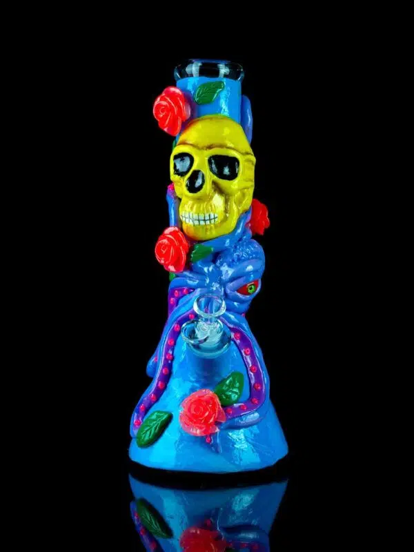 octopus skull bong with glowing roses