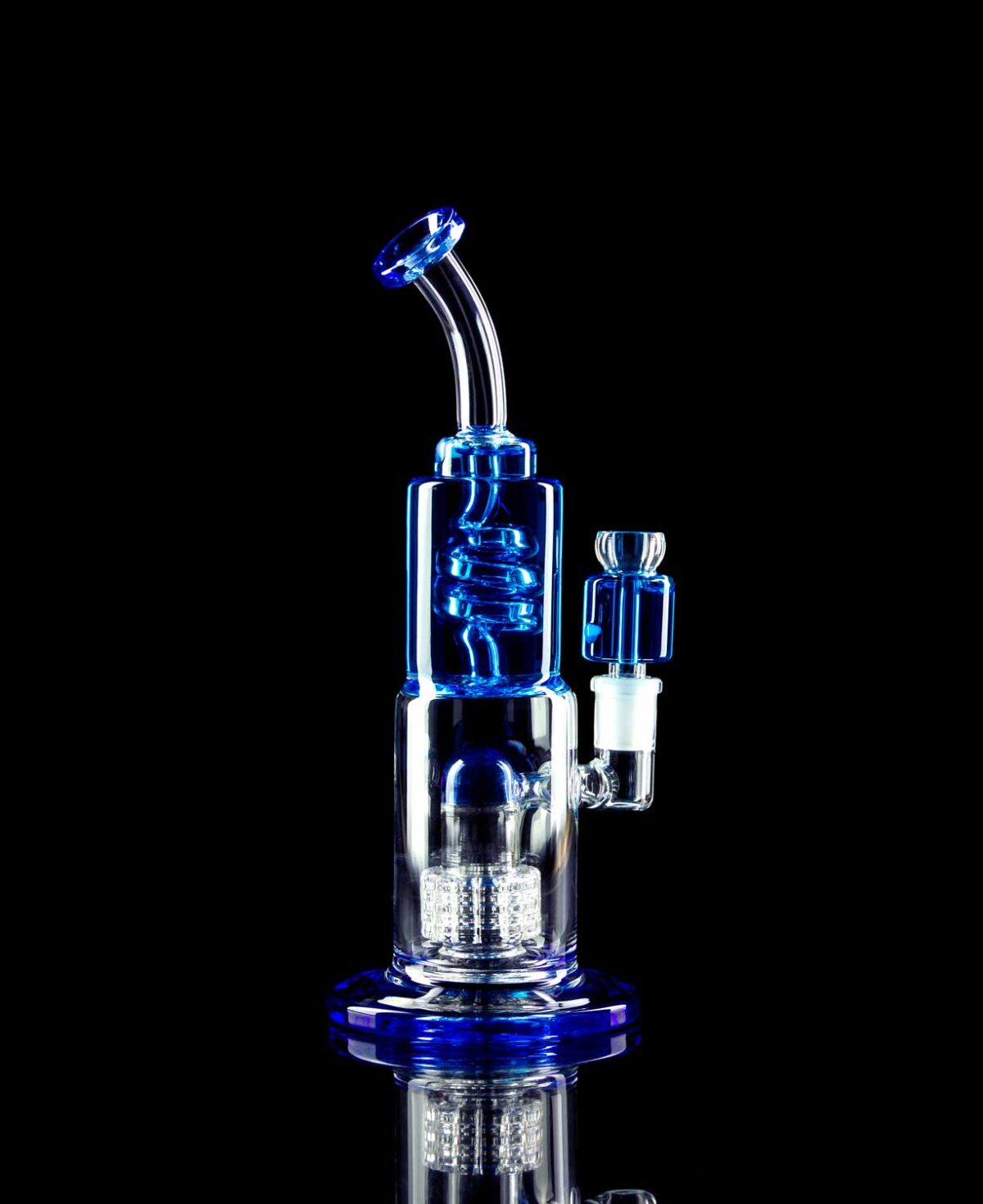 blue bong with glycerin coil and glycerin bowl