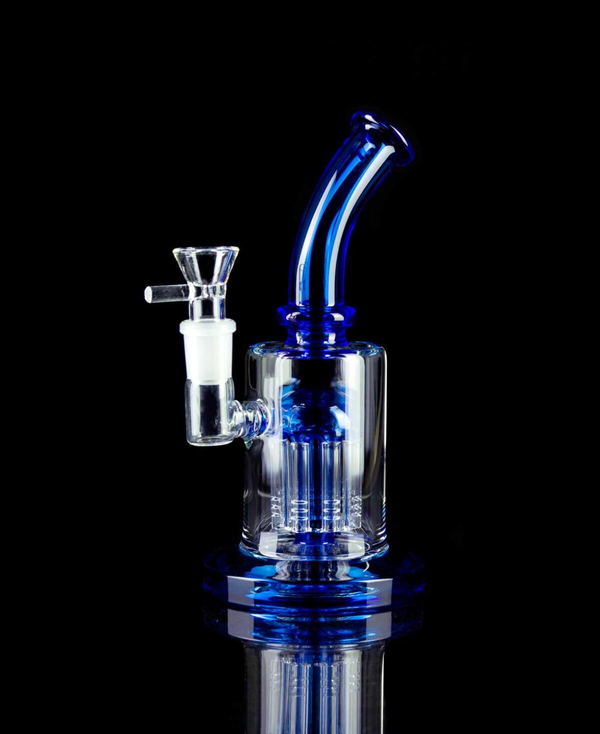 blue jellyfish bong with curved mouthpiece