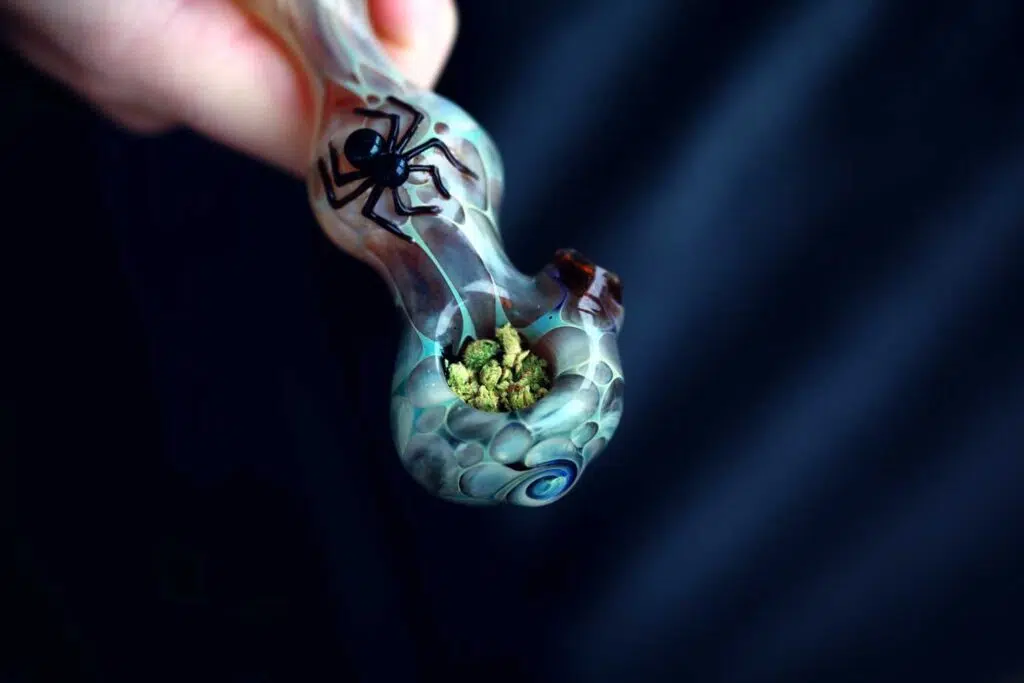 weed in a bowl glass pipe