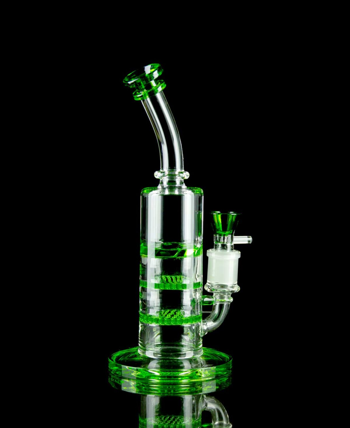 triple perc bong made from green borosilicate glass