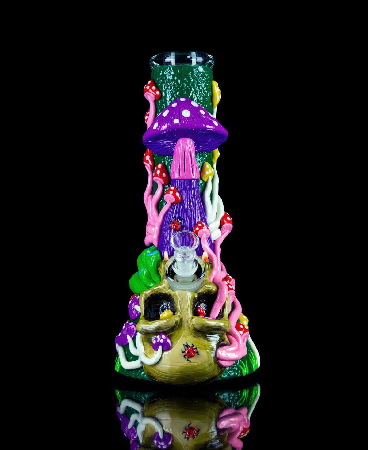 hand painted skull bong with glass bowl
